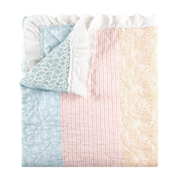 Tisy 50x60 Ruffle Throw Blanket, Cotton, Polyester, Pastel Stripes -BM333420