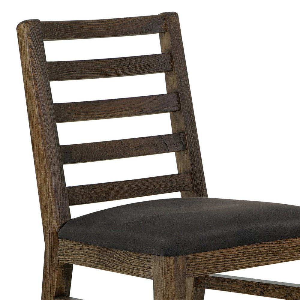 Tinaa Side Dining Chair, Black Polyester, Brown Pine Wood, Ladderback -BM333428