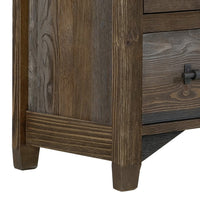 Tinaa Nightstand, 2 Drawers, Metal Handles, Brown Pine Wood, 28 Inch -BM333431