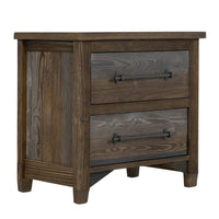 Tinaa Nightstand, 2 Drawers, Metal Handles, Brown Pine Wood, 28 Inch -BM333431