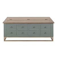 Timmy Cocktail Coffee Table, 8 Drawers, Sage Green Pine, 50 Inch -BM333436