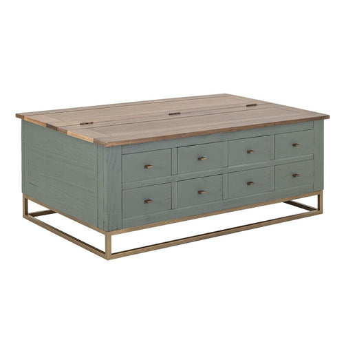 Timmy Cocktail Coffee Table, 8 Drawers, Sage Green Pine, 50 Inch -BM333436