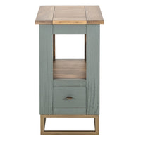 Timmy Chairside Table, 1 Drawer, Sage Green Pine Wood, 18 Inch -BM333438