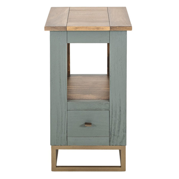Timmy Chairside Table, 1 Drawer, Sage Green Pine Wood, 18 Inch -BM333438
