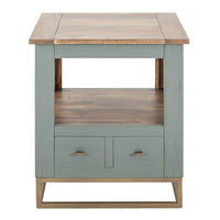 Timmy Side End Table, 2 Drawers, Shelf, Sage Green Wood, 23 Inch -BM333439