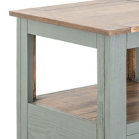 Timmy Side End Table, 2 Drawers, Shelf, Sage Green Wood, 23 Inch -BM333439