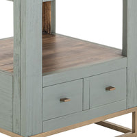 Timmy Side End Table, 2 Drawers, Shelf, Sage Green Wood, 23 Inch -BM333439