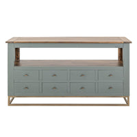 Timmy Sofa Table, 8 Drawers, 1 Shelf, Sage Green Pine Wood, 55 Inch -BM333440