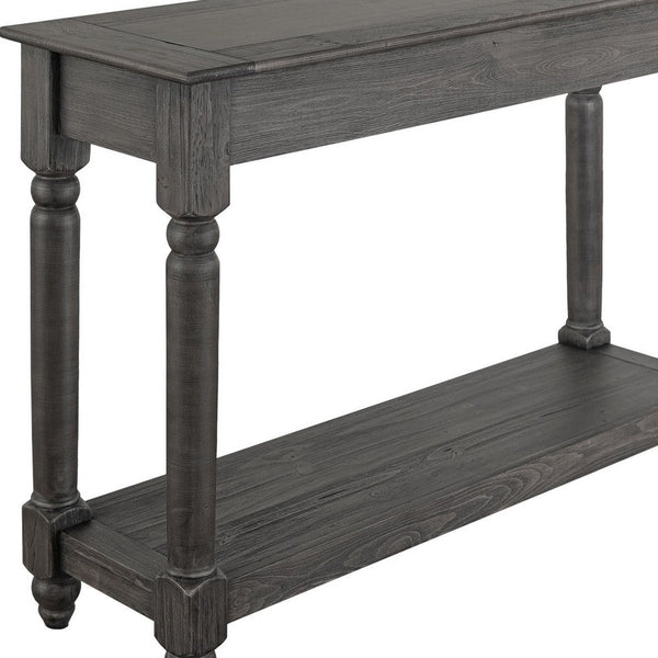 Ify Console Sofa Table w Shelf, Charcoal Black Melina Wood, 49 Inch -BM333448