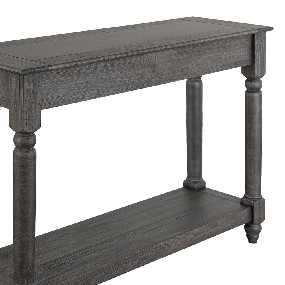 Ify Console Sofa Table w Shelf, Charcoal Black Melina Wood, 49 Inch -BM333448