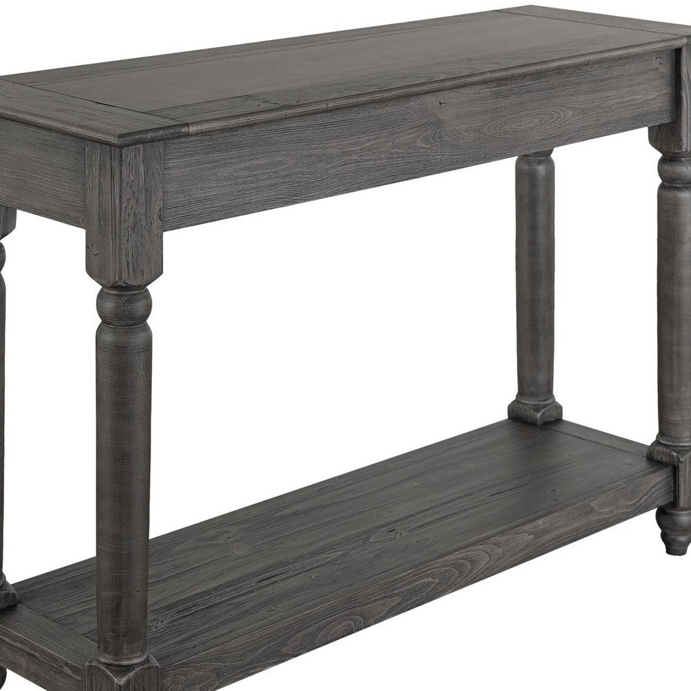 Ify Console Sofa Table w Shelf, Charcoal Black Melina Wood, 49 Inch -BM333448