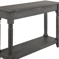 Ify Console Sofa Table w Shelf, Charcoal Black Melina Wood, 49 Inch -BM333448
