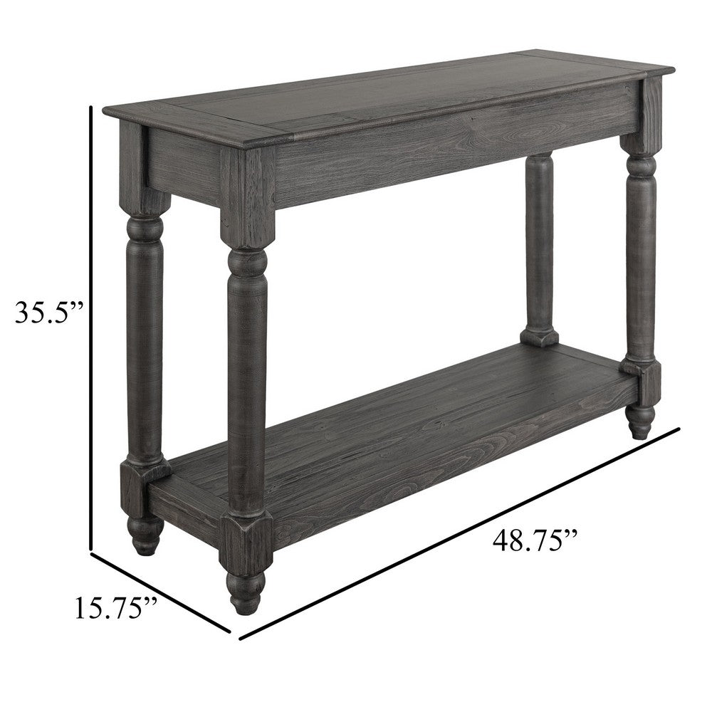 Ify Console Sofa Table w Shelf, Charcoal Black Melina Wood, 49 Inch -BM333448