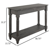Ify Console Sofa Table w Shelf, Charcoal Black Melina Wood, 49 Inch -BM333448