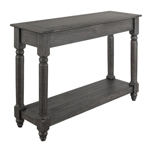 Ify Console Sofa Table w Shelf, Charcoal Black Melina Wood, 49 Inch -BM333448