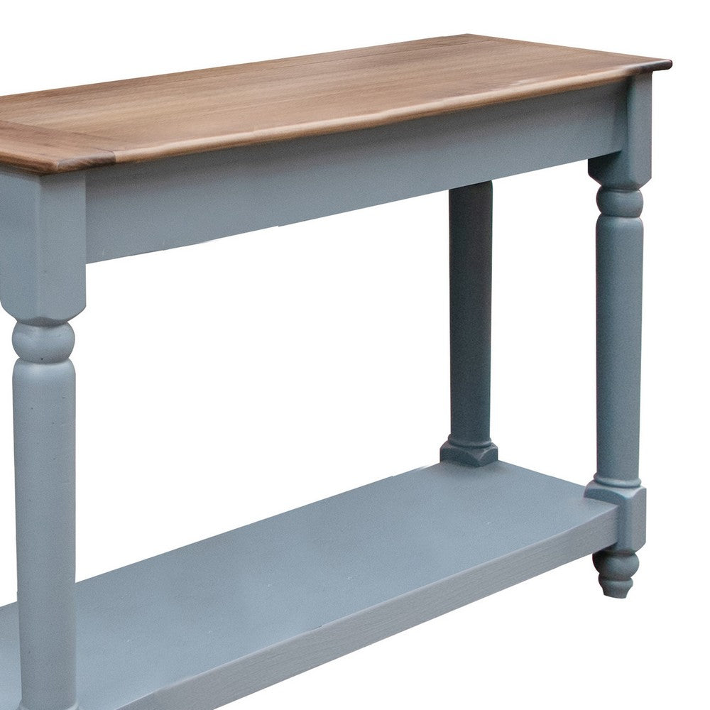 Ify Sofa Console Table, Shelf, Slate Blue, Brown Melina Wood, 49 Inch -BM333449