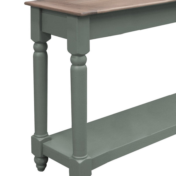 Ify Sofa Console Table, Shelf, Apple Green, Brown Melina Wood, 49 Inch -BM333450