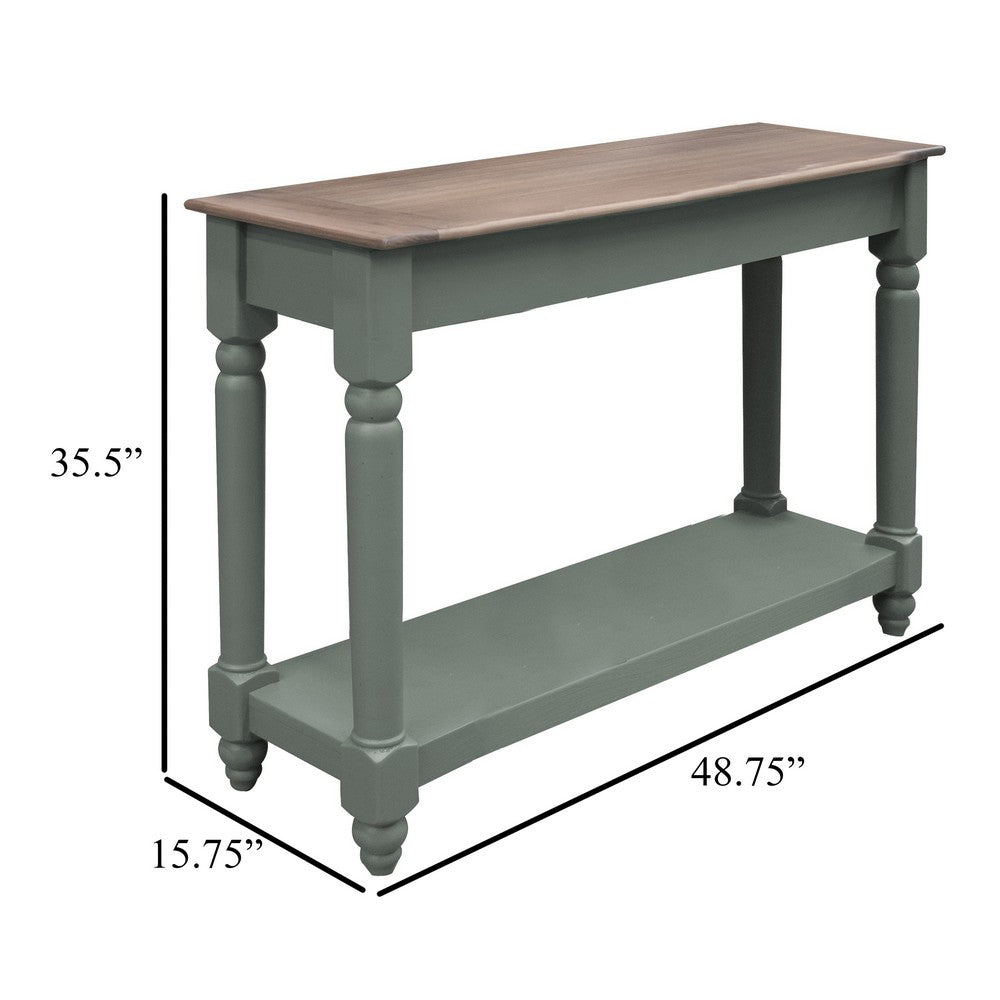 Ify Sofa Console Table, Shelf, Apple Green, Brown Melina Wood, 49 Inch -BM333450