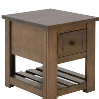 Linaa Chairside Table, 1 Drawer, 1 Shelf, Barrel Brown Wood, 24 Inch -BM333453