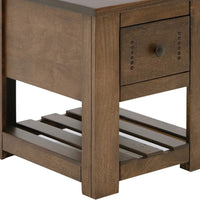 Linaa Chairside Table, 1 Drawer, 1 Shelf, Barrel Brown Wood, 24 Inch -BM333453