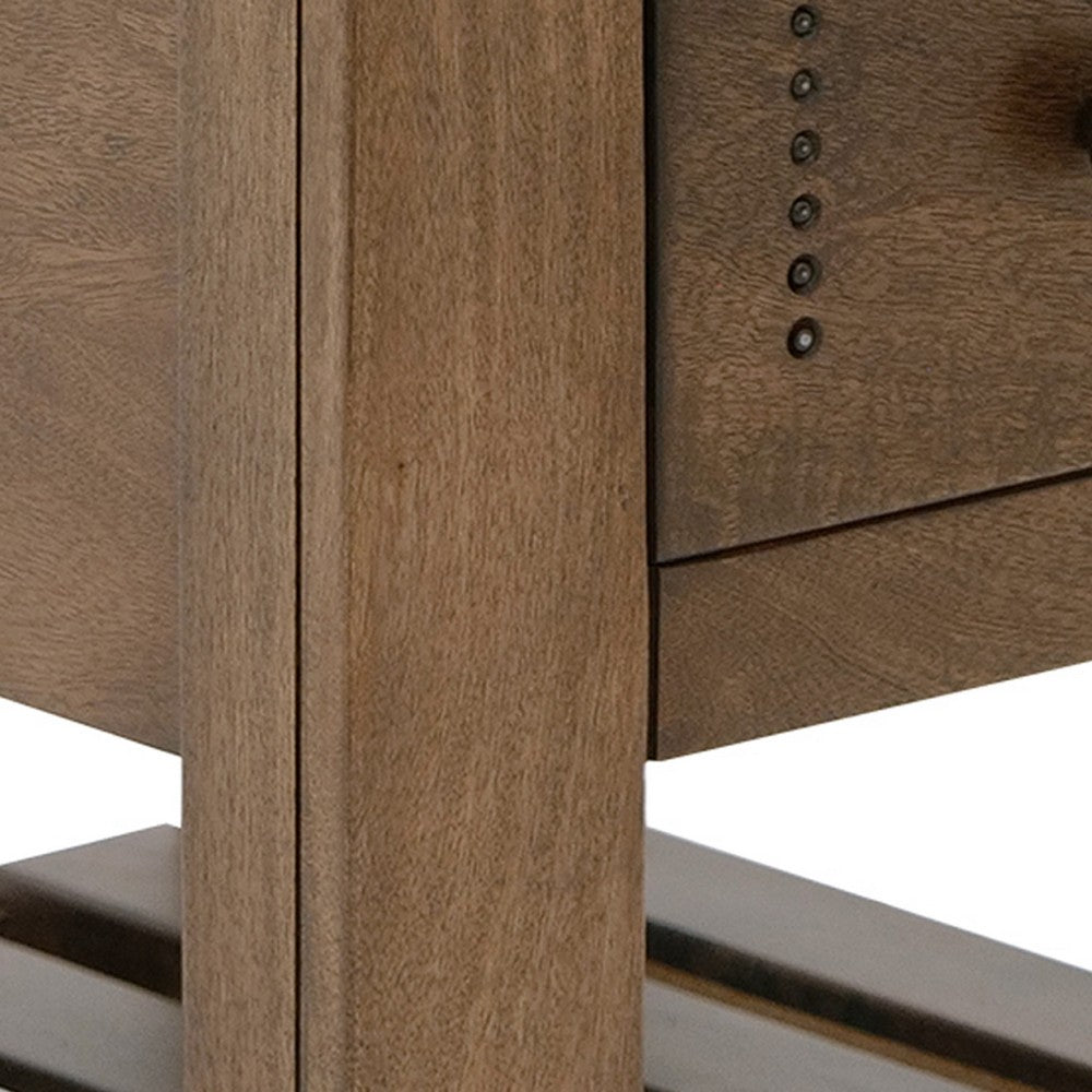 Linaa Chairside Table, 1 Drawer, 1 Shelf, Barrel Brown Wood, 24 Inch -BM333453