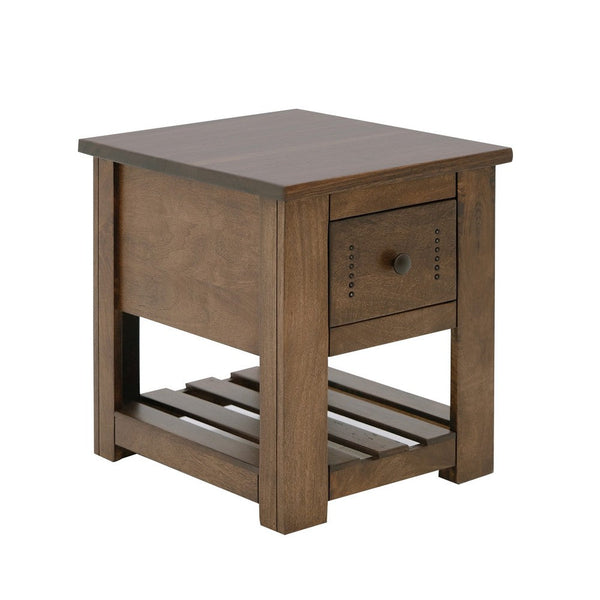 Linaa Chairside Table, 1 Drawer, 1 Shelf, Barrel Brown Wood, 24 Inch -BM333453