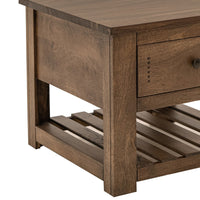 Linaa Side End Table, 1 Drawer, 1 Shelf, Barrel Brown Wood, 27 Inch -BM333455