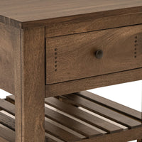 Linaa Side End Table, 1 Drawer, 1 Shelf, Barrel Brown Wood, 27 Inch -BM333455