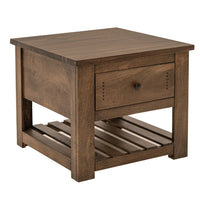 Linaa Side End Table, 1 Drawer, 1 Shelf, Barrel Brown Wood, 27 Inch -BM333455