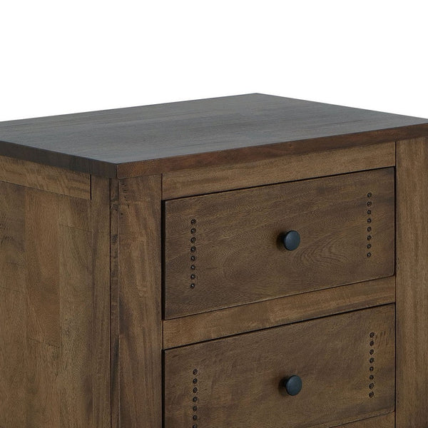 Linaa End Nightstand, 2 Drawers, Barrel Brown Wood Frame, 30 Inch -BM333456