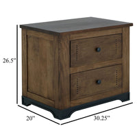 Linaa End Nightstand, 2 Drawers, Barrel Brown Wood Frame, 30 Inch -BM333456