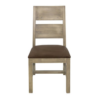 Rima Dining Side Chair Set of 2, Solid Wood Frame, Brown Fabric Seat -BM333459