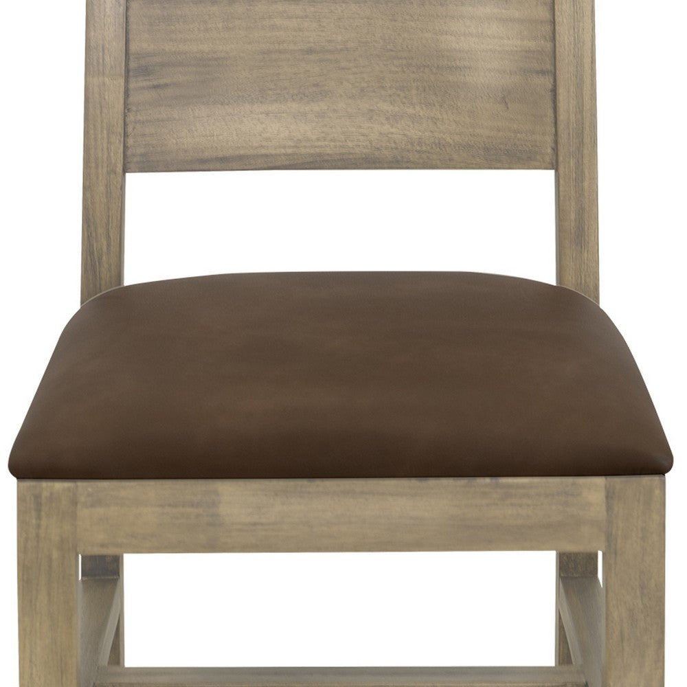 Rima Dining Side Chair Set of 2, Solid Wood Frame, Brown Fabric Seat -BM333459