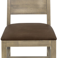 Rima Dining Side Chair Set of 2, Solid Wood Frame, Brown Fabric Seat -BM333459