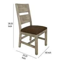 Rima Dining Side Chair Set of 2, Solid Wood Frame, Brown Fabric Seat -BM333459