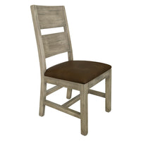 Rima Dining Side Chair Set of 2, Solid Wood Frame, Brown Fabric Seat -BM333459