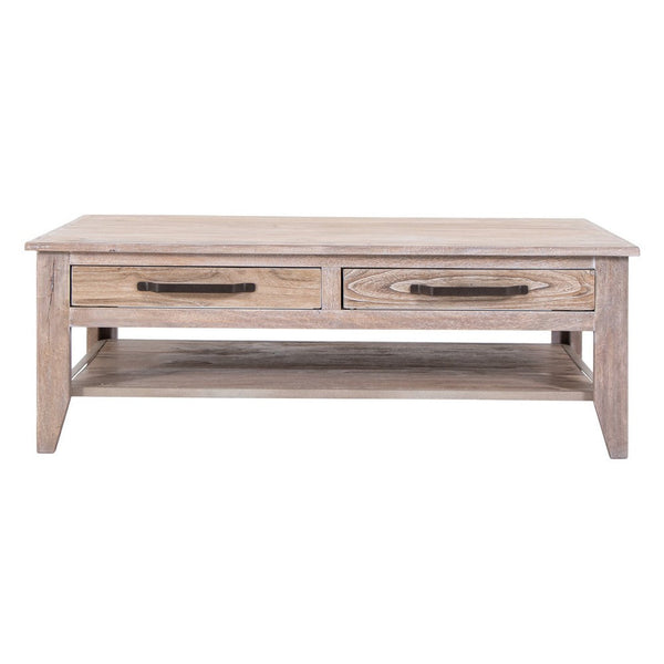 Rima Cocktail Coffee Table, 4 Drawers and Shelf, Natural Brown 50 Inch -BM333461