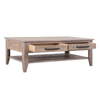 Rima Cocktail Coffee Table, 4 Drawers and Shelf, Natural Brown 50 Inch -BM333461