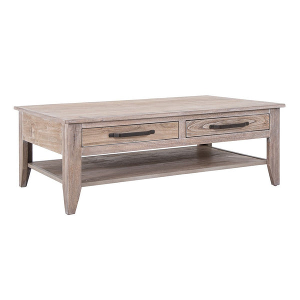 Rima Cocktail Coffee Table, 4 Drawers and Shelf, Natural Brown 50 Inch -BM333461