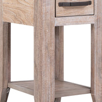Rima Chairside End Table, 1 Drawer, Shelf, Natural Teak Brown 18 Inch -BM333462
