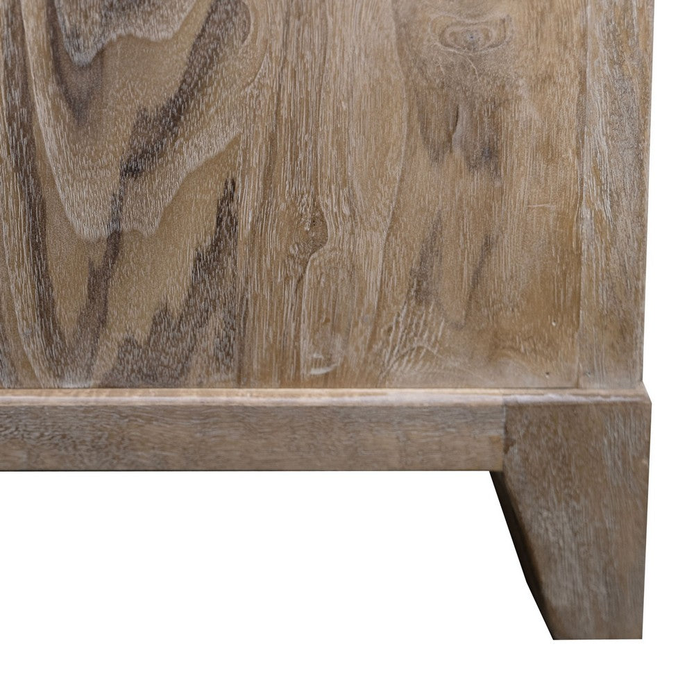 Rima Nightstand with 2 Drawers, English Dovetail, Natural Teak Brown -BM333465