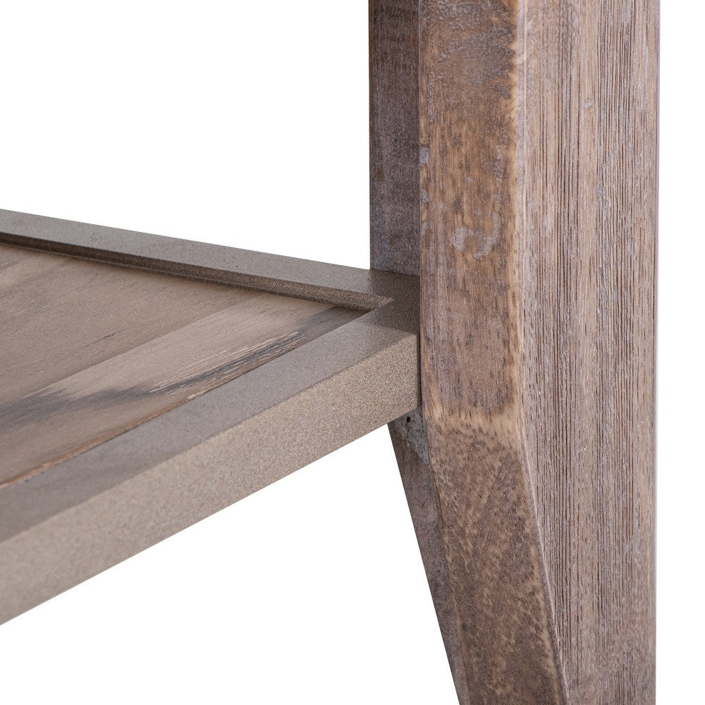 Rima Sofa Console Table, 3 Drawers, Shelf, Natural Teak Brown 54 Inch -BM333466