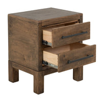 Terry Nightstand with 2 Drawers, Walnut Brown Mango and Melina 24 Inch -BM333471
