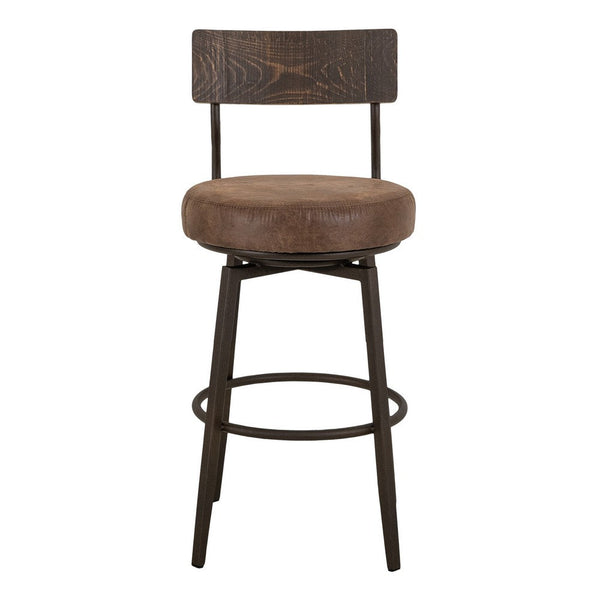 Corey Counter Height Chair, Black Metal, Brown Faux Leather 24 Inch -BM333472