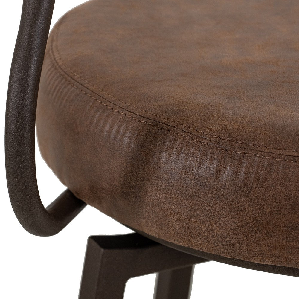 Corey Counter Height Chair, Black Metal, Brown Faux Leather 24 Inch -BM333472