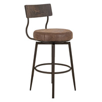 Corey Counter Height Chair, Black Metal, Brown Faux Leather 24 Inch -BM333472