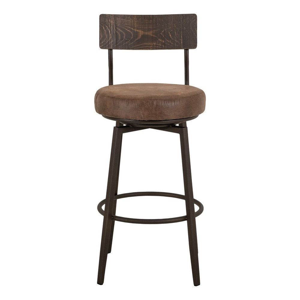 Corey Barstool Chair, Black, Pine Wood, Brown Faux Leather 30 Inch -BM333473