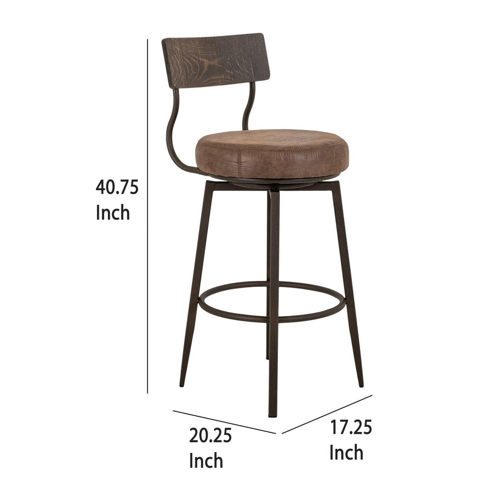 Corey Barstool Chair, Black, Pine Wood, Brown Faux Leather 30 Inch -BM333473