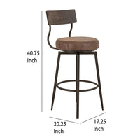 Corey Barstool Chair, Black, Pine Wood, Brown Faux Leather 30 Inch -BM333473