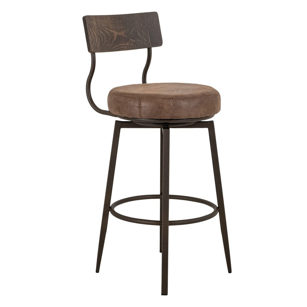 Corey Barstool Chair, Black, Pine Wood, Brown Faux Leather 30 Inch -BM333473